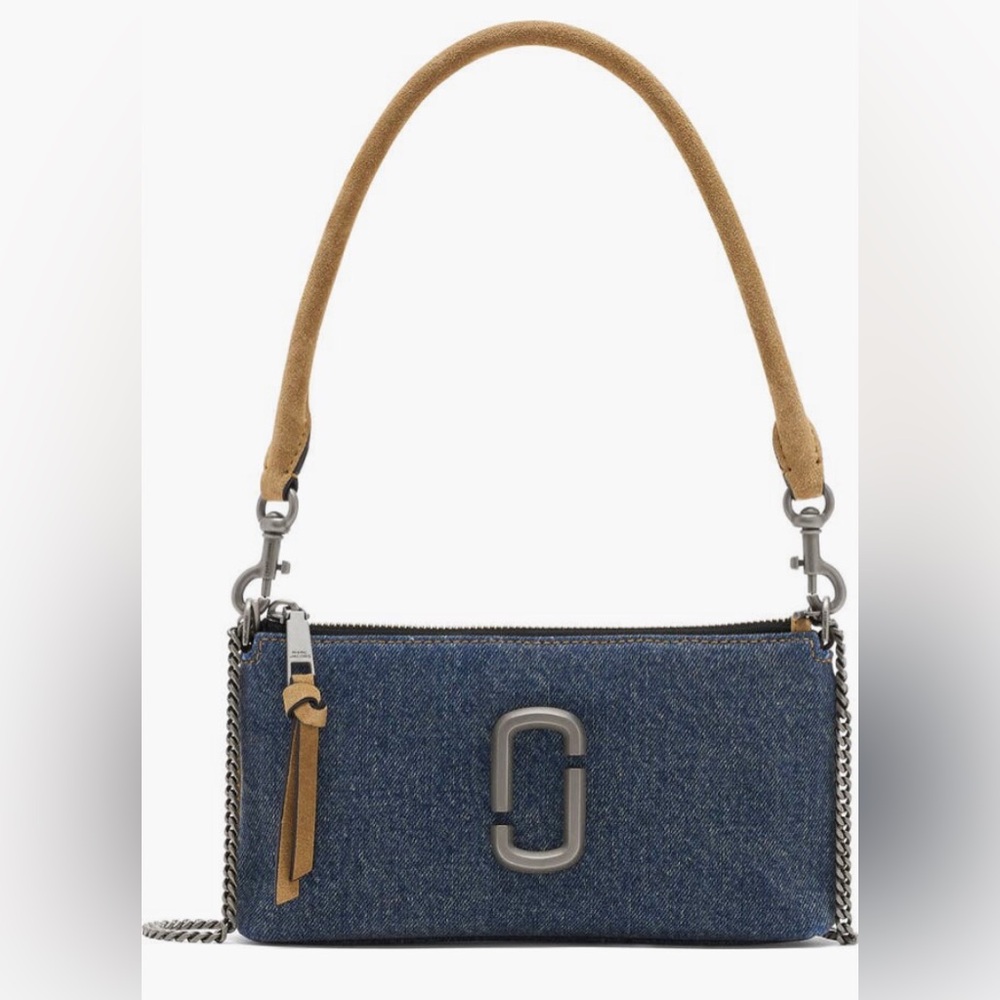 NWT $228 Marc Jacobs The Snapshot Denim Convertible Pochette Shoulder Bag!